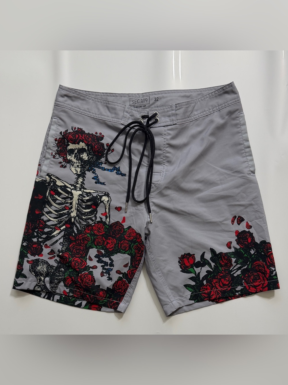 Section 119 Grateful Dead Board Shorts Mens 32 Bertha Skull Roses Swim Trunks